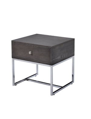 Iban - End Table - Gray Oak / Chrome - Best Buy Furniture