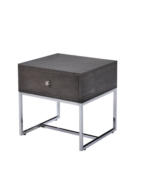 Iban - End Table - Gray Oak / Chrome - Best Buy Furniture