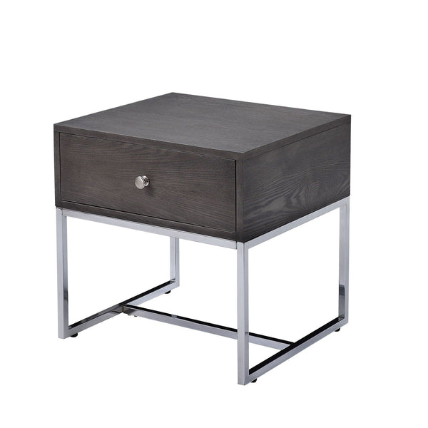 Iban - End Table - Gray Oak / Chrome - Best Buy Furniture