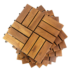 12 in. x 12 in. Acacia 12 Slats Checker Deck Tiles - 30 Pieces