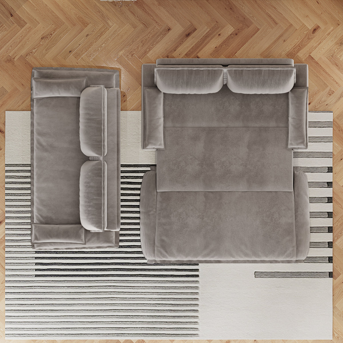 Grey Velvet Queen Pull Out Sofa Bed with 3-in-1 Convertible Design