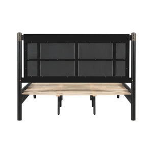 Solid Wood Queen Bed, Heavy Duty 500 lbs Support, No Box Spring Needed
