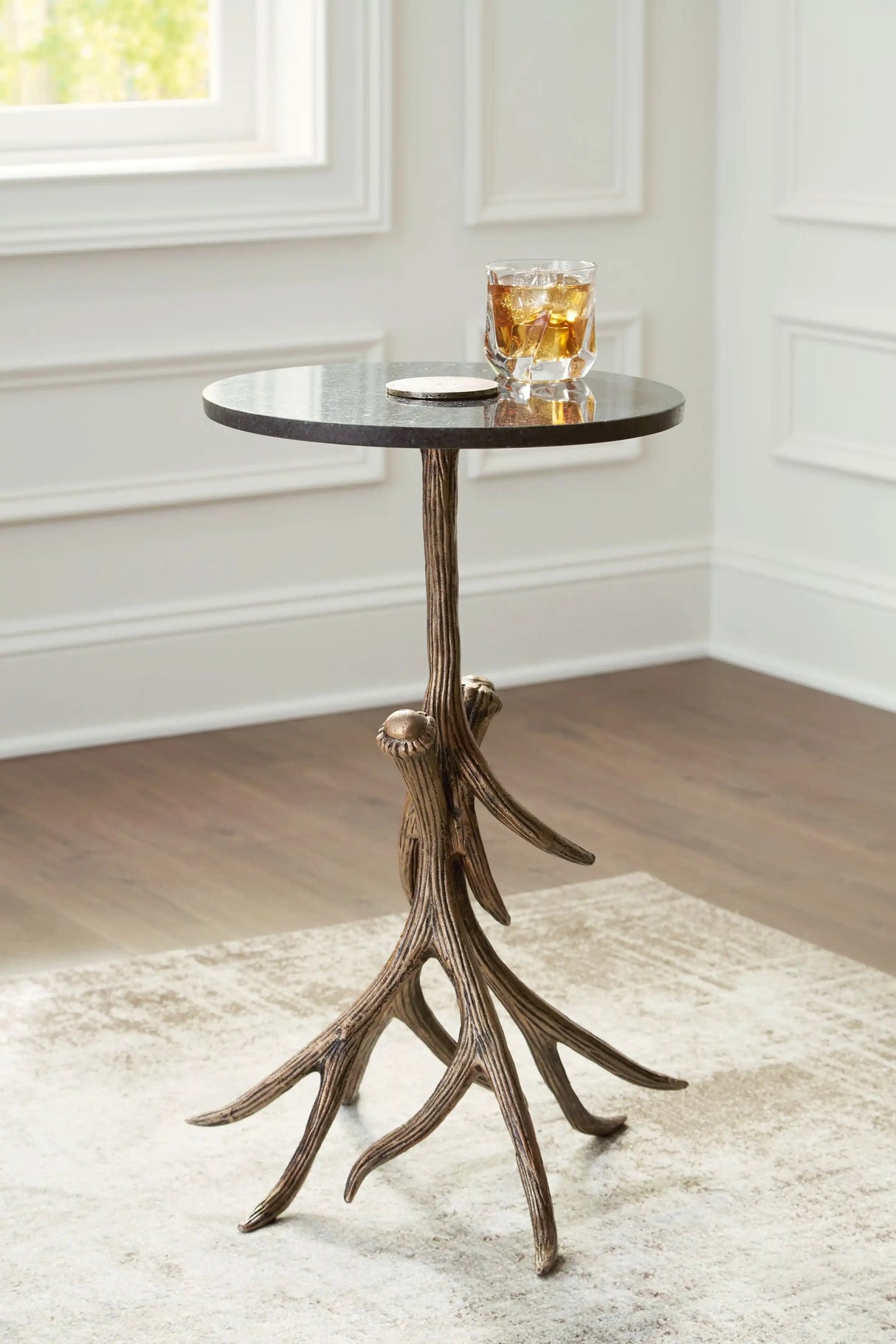 Lemkins - Accent Table - Black / Antique Gold Finish - Best Buy Furniture