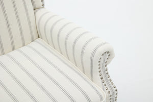 Modern Accent Chair with Retro Wood Legs and Floral Design