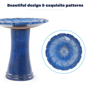 Handmade Glazed Ceramic Bird Bath, Sapphire