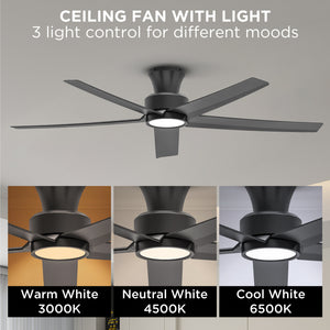 52 Inch Ceiling Fan with Light, Reversible DC Motor and Remote