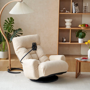 Adjustable Swivel Lounge Chair With 360 Degree Rotating Seat And Headrest Support
