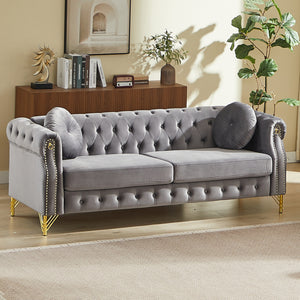 82-Inch Velvet Chesterfield Sofa