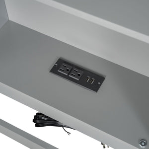 Twin Long Floor Bed With Storage Cabinets And USB Ports - Gray