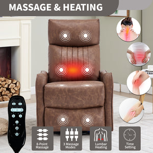 Brown Heat Massage Manual Recliner Chair