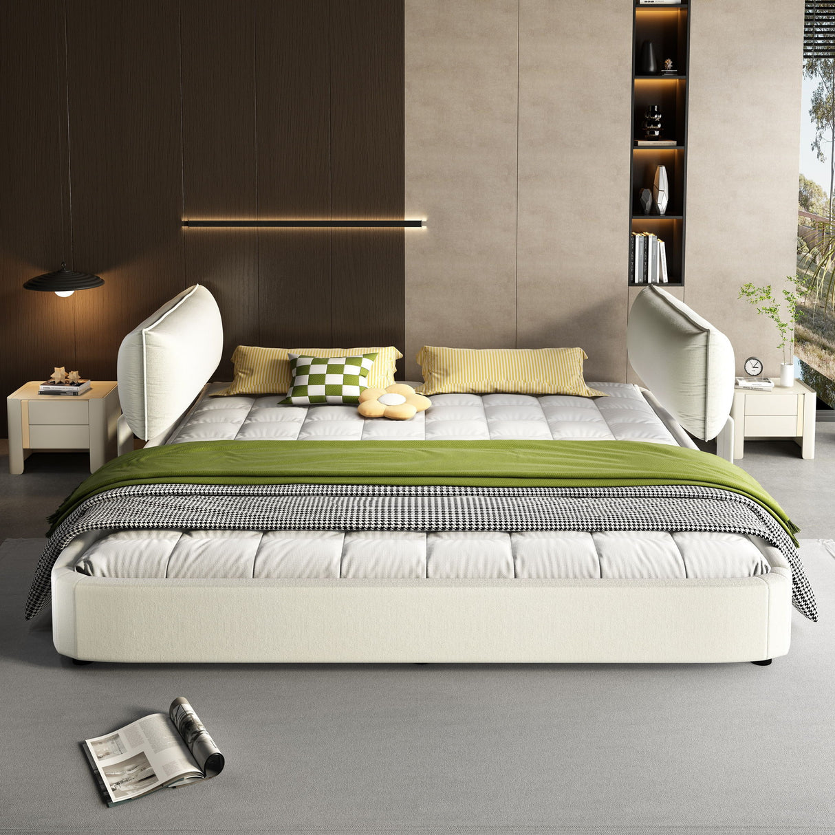 Cloud Bed Frame With Oversized Padded Movable Headboard