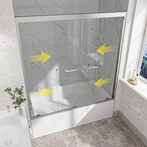 55-60" W x 60" H Brushed Nickel Double Bypass Sliding Shower Door