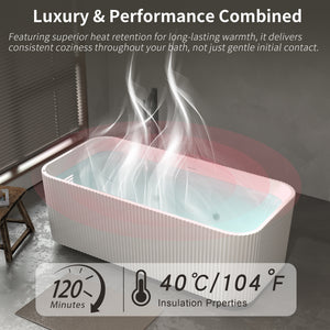 67" Rectangle Linear Acrylic Massage Whirlpool Freestanding Bathtub