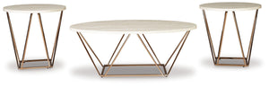 Tarica - Occasional Table Set (Set of 3) - White / Metallic