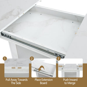 Modern Rectangle Dining Table With Stretchable Top, Storage Cabinet