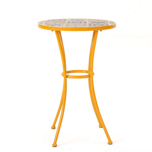 Outdoor Side Table With Tile Mosaic Table Top - Yellow - Best Buy Furniture