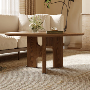 Rustic Ash Wood Veneer Coffee Table