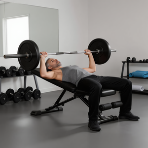 Adjustable Weight Bench with Resistance Bands, Foldable Incline/Decline Workout Bench for Full-Body Training, Multi-Purpose Strength Training Bench for Home Gym