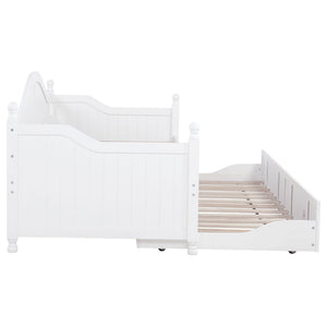 Twin Daybed With Trundle Storage Bed - White