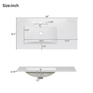 Bathroom Vanity With Sink, Soft-Close Doors, Adjustable U-Shelf, 3 Drawers