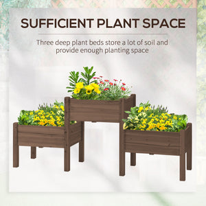 Outsunny Raised Garden Bed with 3 Planter Box