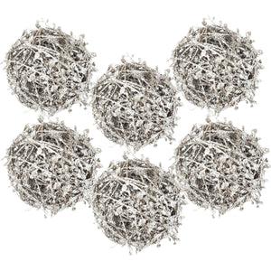 Iced Leaf/Twig Ball Christmas Tree Ornaments - Set of 4