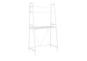 Computer Desk For Home Office, Laptop, Leaning, Storage Shelves, Contemporary & Modern - White