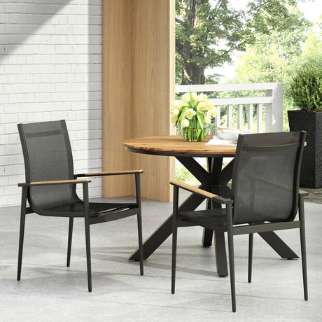 Barrister Dining Chair Set of 2 - Black / Natural