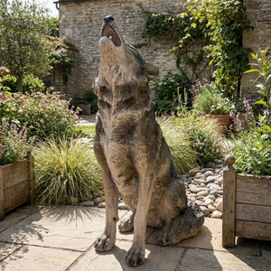 29.72" H x 17.91" L Simulated Howling Wolf Garden Statue