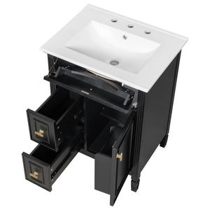 24-Inch Bathroom Vanity with Sink and Solid Wood Cabinet