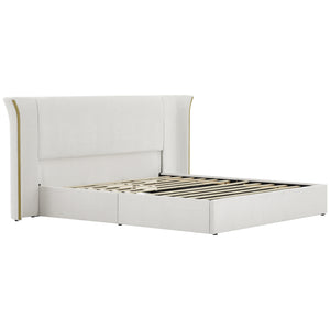 King Size Luxury Wing‑Back Upholstered Bed Frame