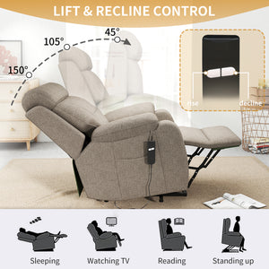 Power Lift Recliner for Elderly - Adjustable Velvet Chair