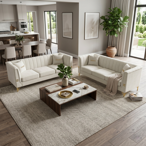 FX-P82-2PC Sofa - Modern Velvet Upholstered Sofa Set of 2