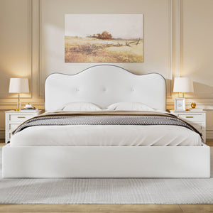 Upholstered Platform Bed With Sturdy Frame And Headboard