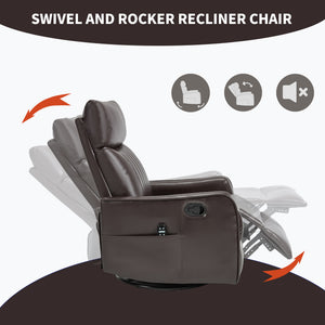 Brown Faux Leather Heat Massage Manual Recliner Chair