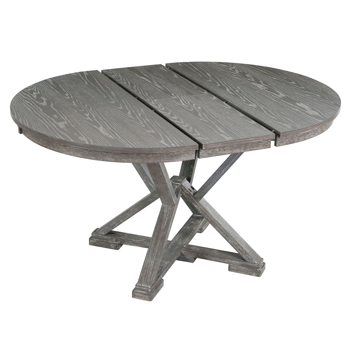 Dining Set With Extendable Round Table And 4 Upholstered Chairs