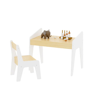 Table Set With 1 Chair, Children Study Table For Ages 2 - 8 - White