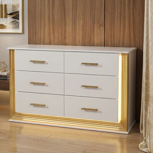 Obsession - 6 Drawer LED Dresser - White