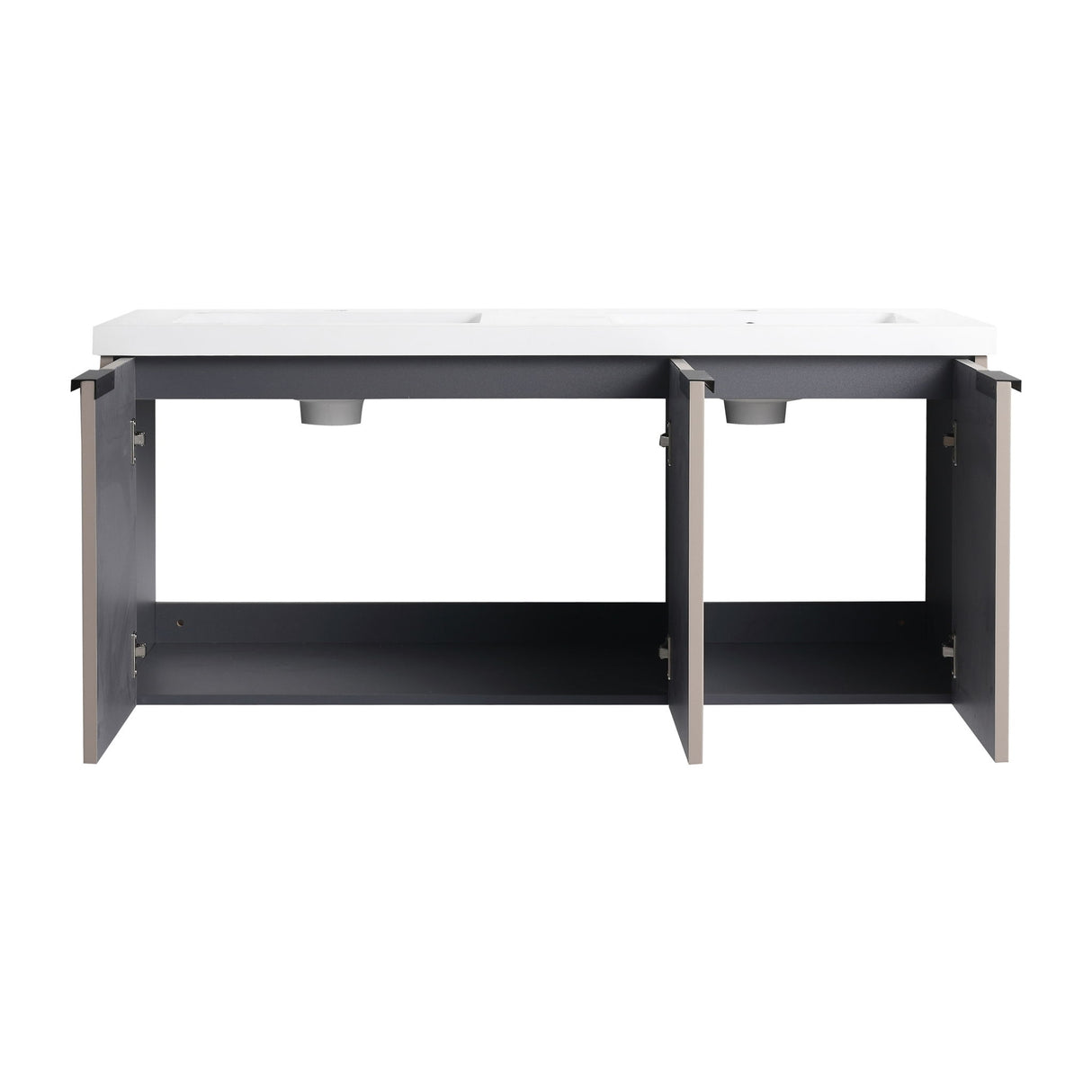 Contemporary Wall Mounted Bathroom Vanity With Resin Double Sink