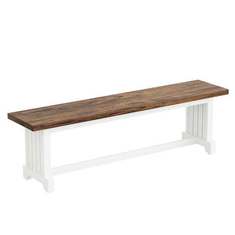 3 Piece Dining Table Set For 2 - 4, With Space Saving Benches - Brown / White