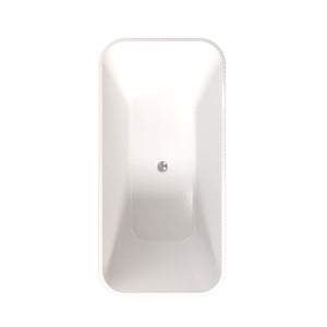 Rectangle Linear Freestanding Soaker Tub With Pop Up Drain, Double Wall Insulated Construction - Gloss White