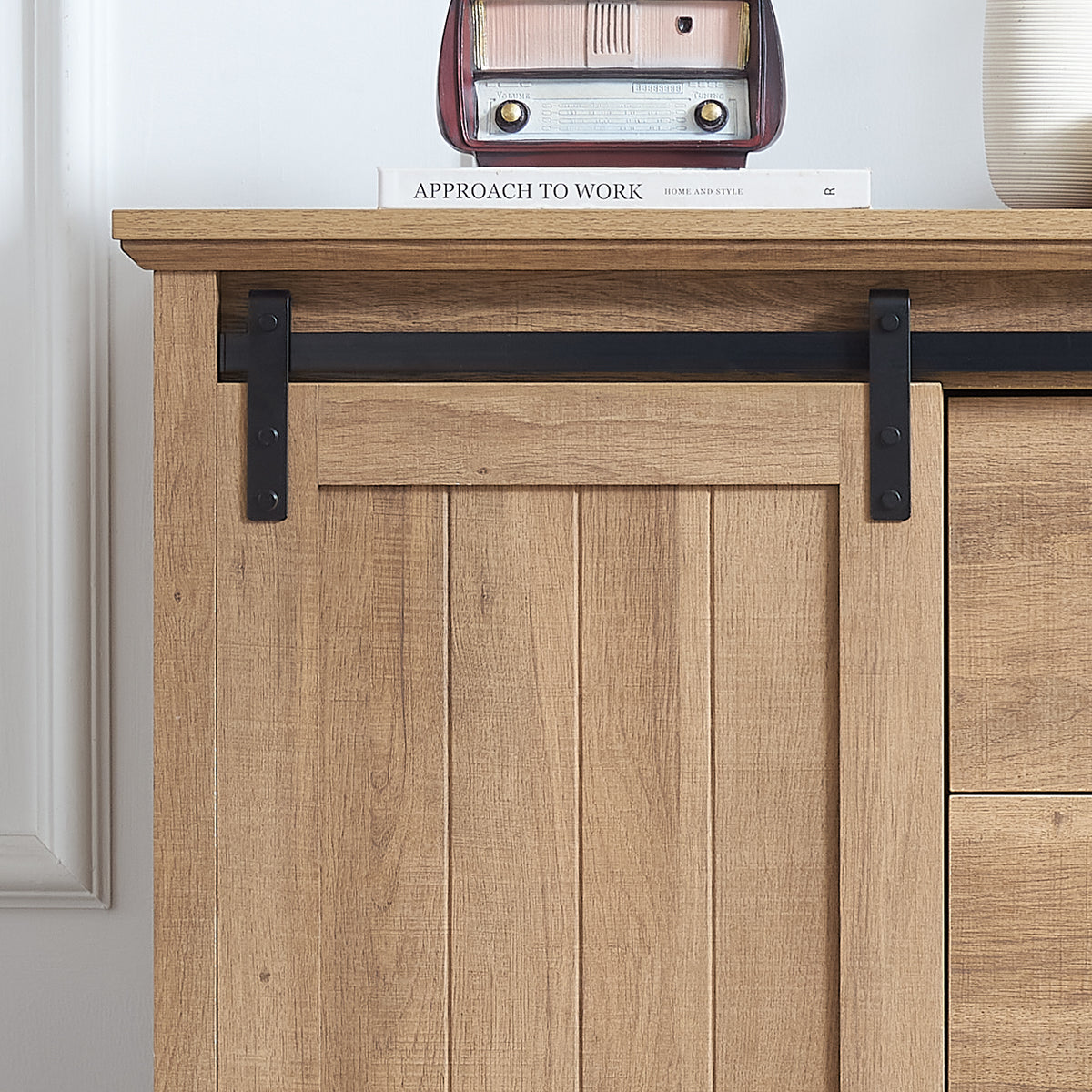 5 Drawers Dresser with Sliding Barn Door