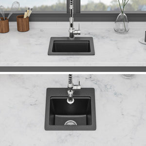 Quartz Drop-In Topmount Bar Sink - 15" x 15" x 9.65"