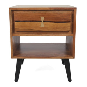 Asther Bedside Table - Natural Wood / Brown