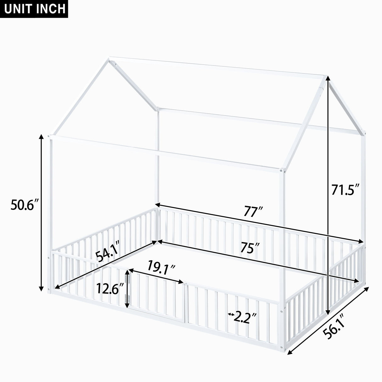 Metal House Bed With Fence And Door