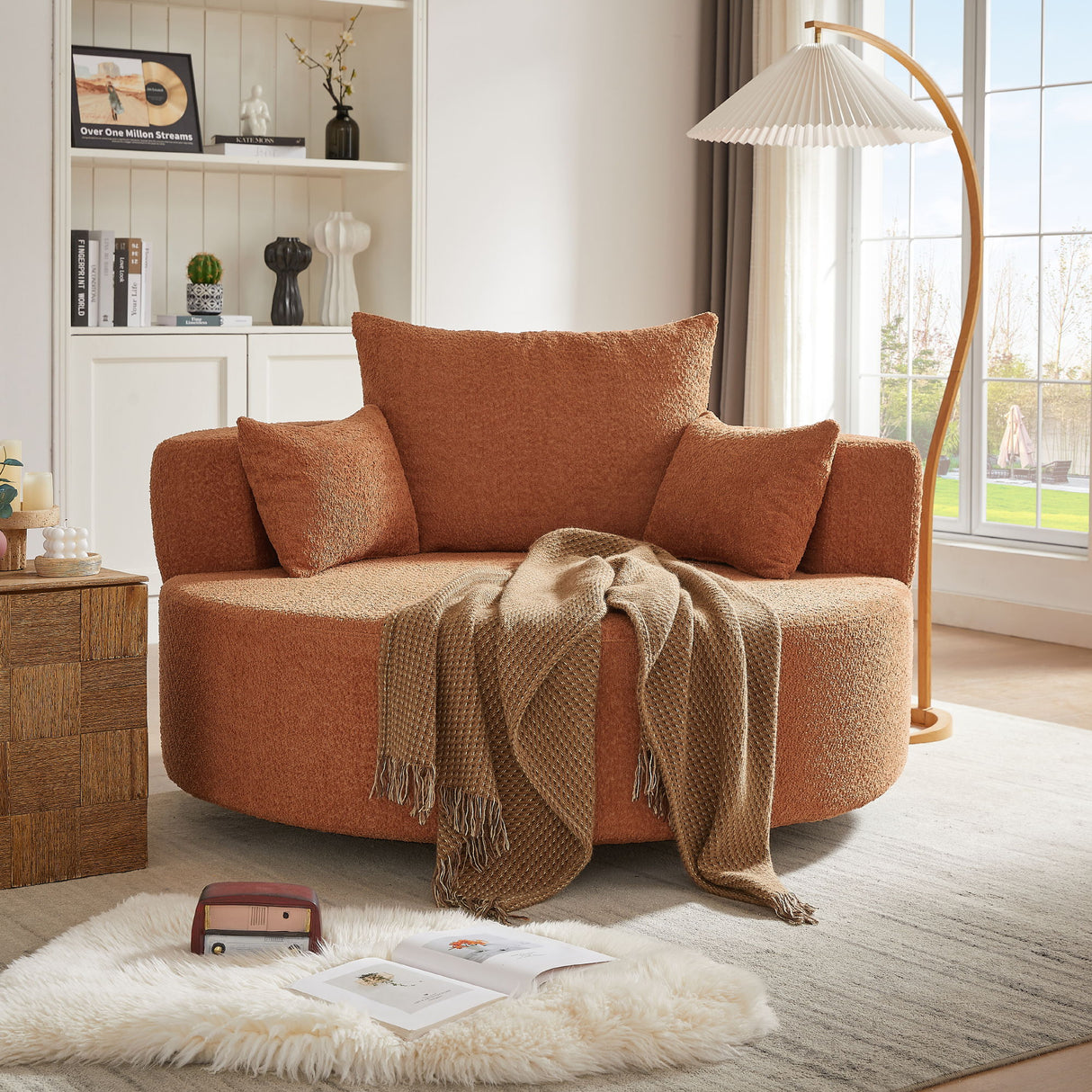 360° Swivel Accent Barrel Chair With 3 Removable Pillows For Living Room