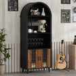 71'Farmhouse-Arched-Wine-Bar-Cabinet-Cabinets-&-Storage