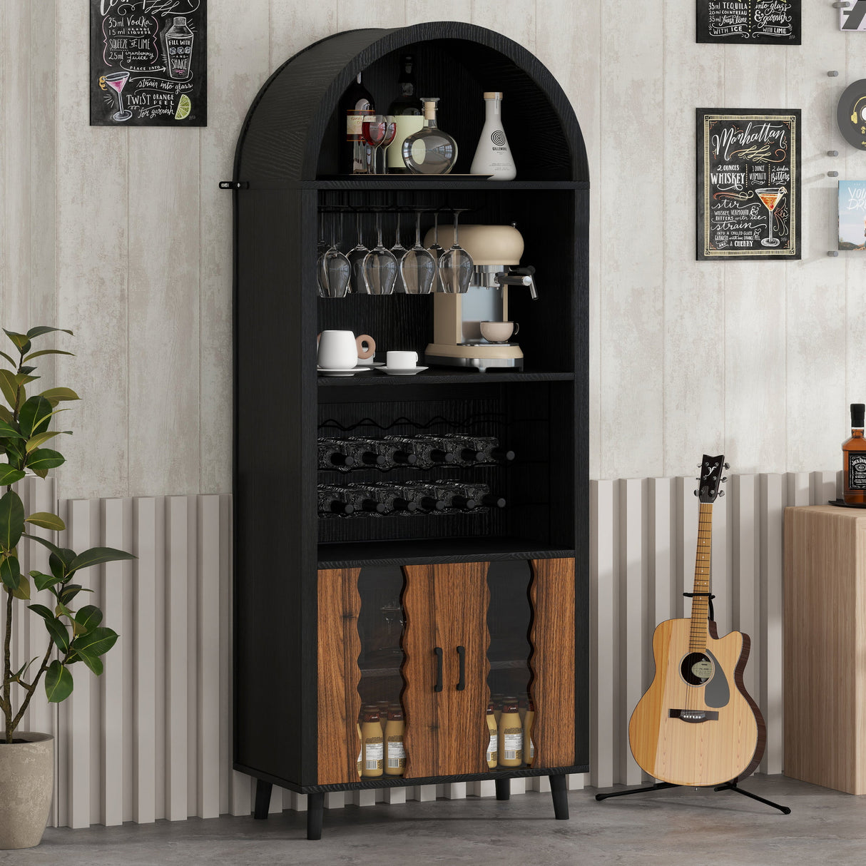 71'Farmhouse-Arched-Wine-Bar-Cabinet-Cabinets-&-Storage