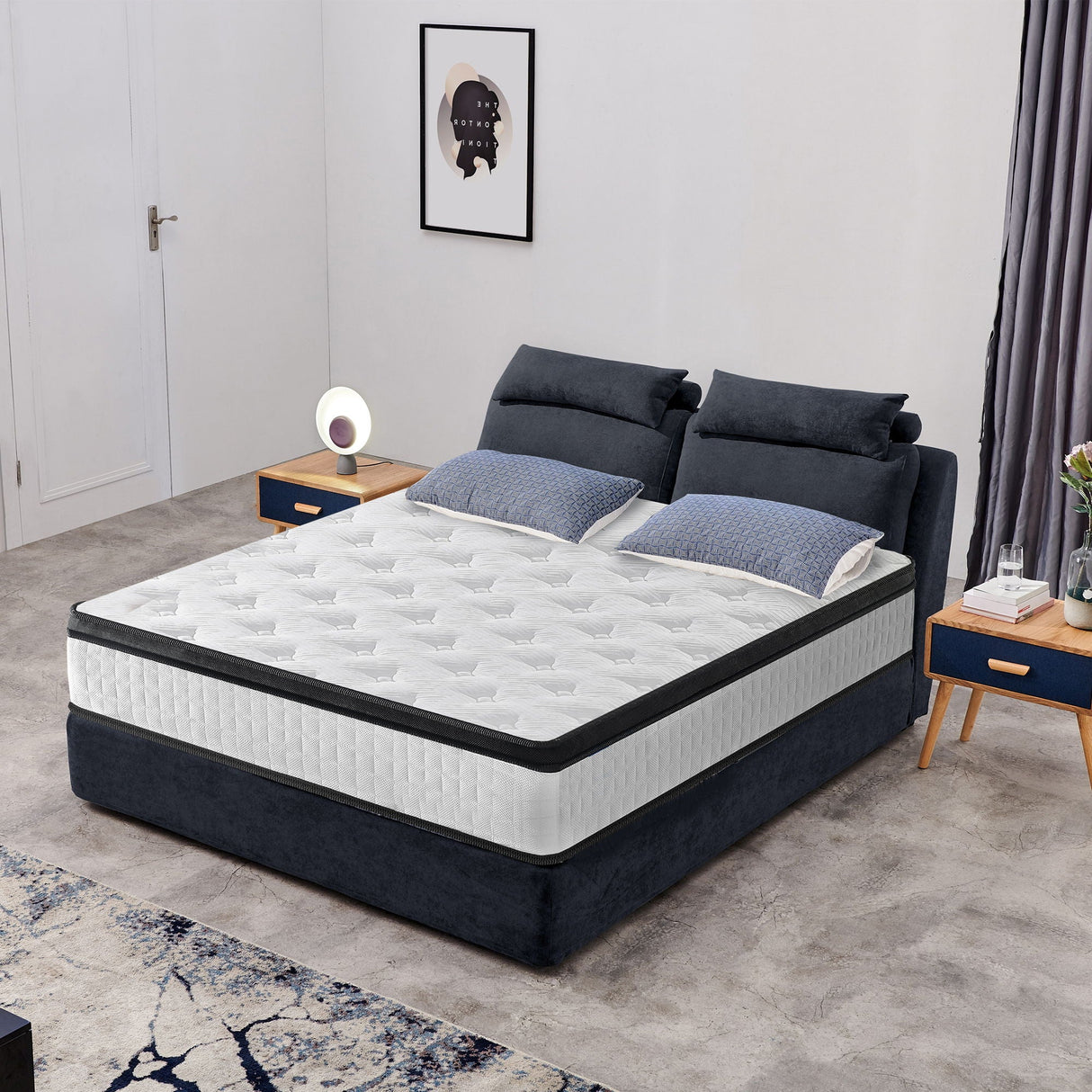 12" Hybrid Mattress Individual Pocket Spring, 7 Zoned Memory Foam