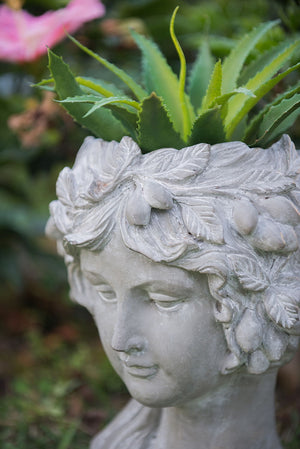 Cement Bust Wall Planter Indoor Outdoor Home Garden Decor, 8 - Gray